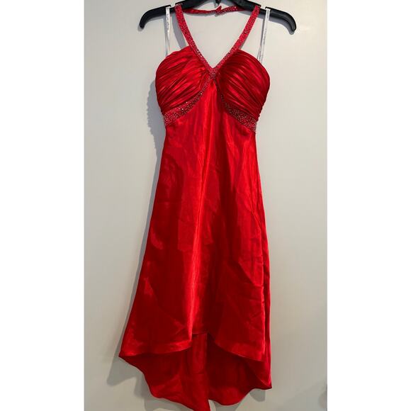 Morgan & Co. Dresses & Skirts - Vintage Morgan Co Prom Dress Gown Red 90s Y2K Satin Glam Embellished HC Prom